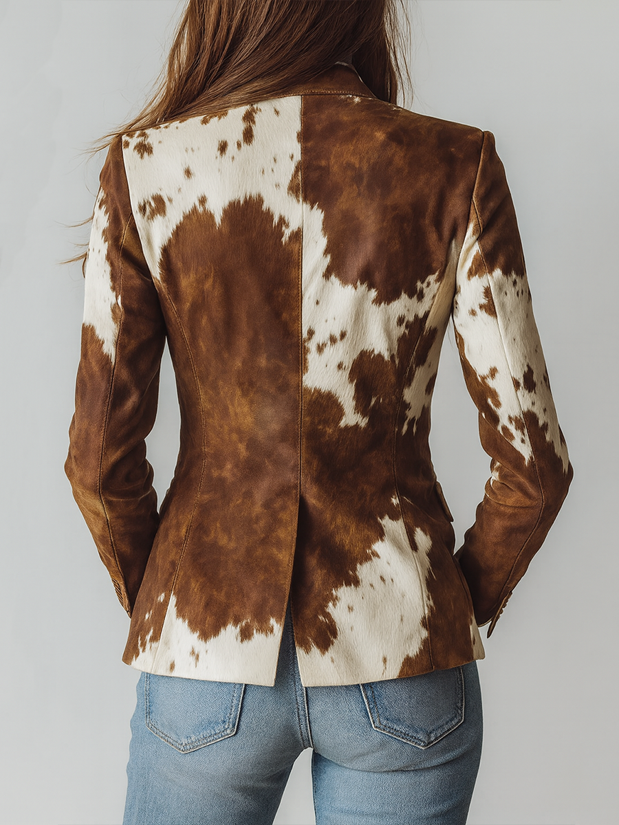 Agata | Blazer Vintage Stampa Mucca Eco-Responsabile
