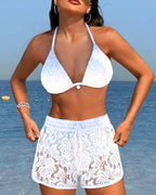 Noor | Elegante Effen Kanten Bikiniset
