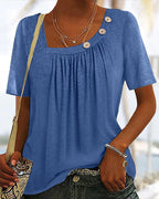 Iris | Comfortabele Effen Top met Korte Mouwen