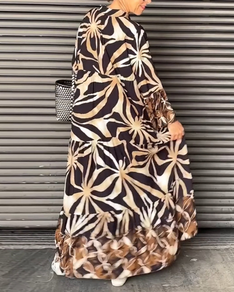 Nina | Losse V-hals Jurk met Print