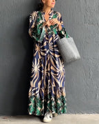 Nina | Losse V-hals Jurk met Print