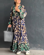 Nina | Losse V-hals Jurk met Print