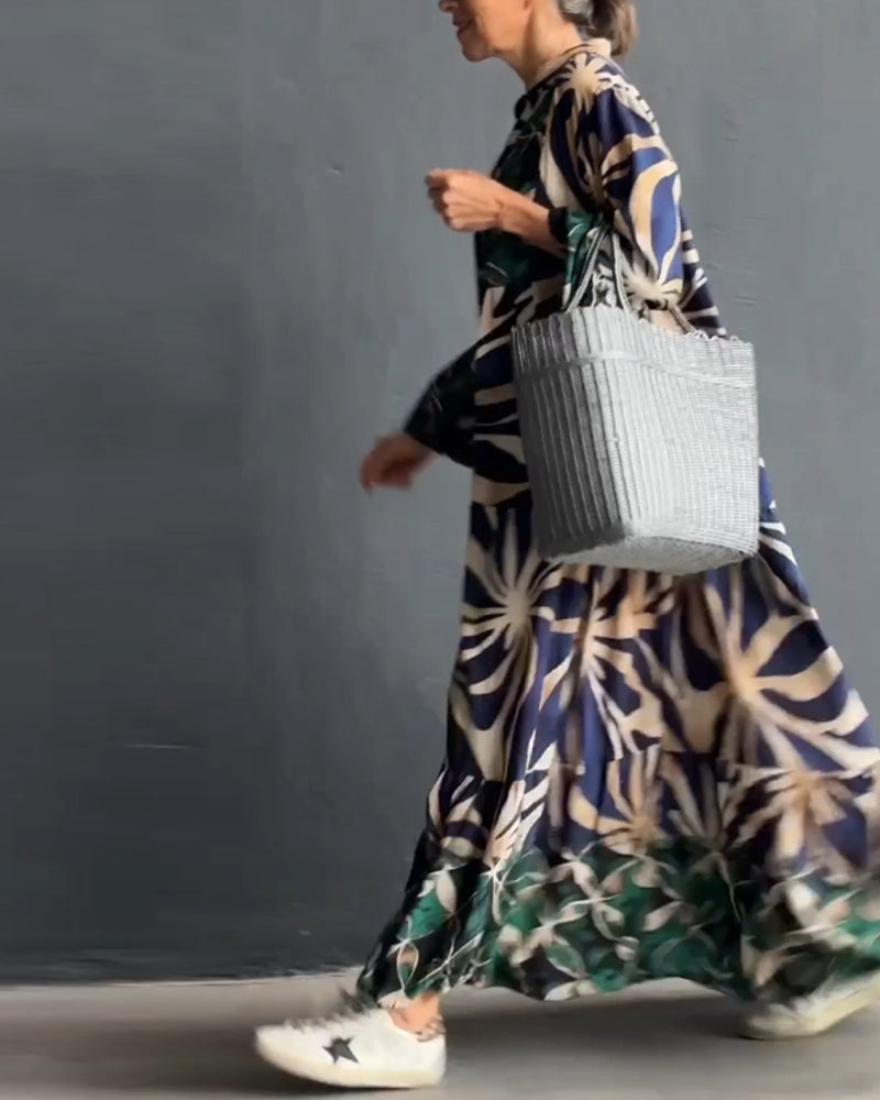 Nina | Losse V-hals Jurk met Print