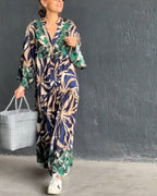 Nina | Losse V-hals Jurk met Print
