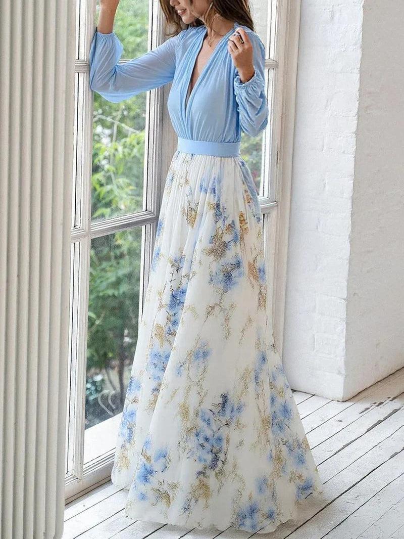 Madeleine | Maxi cappotto con stampa floreale mozzizzata e scollatura a V