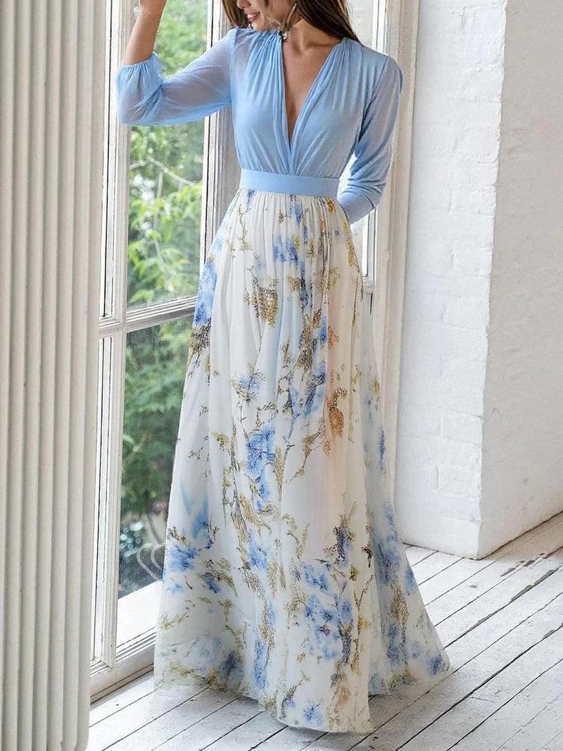 Madeleine | Maxi cappotto con stampa floreale mozzizzata e scollatura a V
