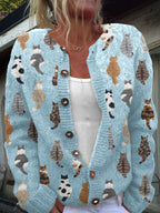 Carlotta | Cardigan Morbido con Stampa Gatti