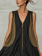 Ines | Mini Abito Tulipano con Zip Frontale Colorblock