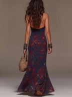Lavinia | Maxi coprispalle a sirena con scollo all'americana, pizzo e stampa floreale