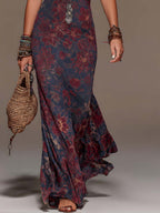 Lavinia | Maxi coprispalle a sirena con scollo all'americana, pizzo e stampa floreale