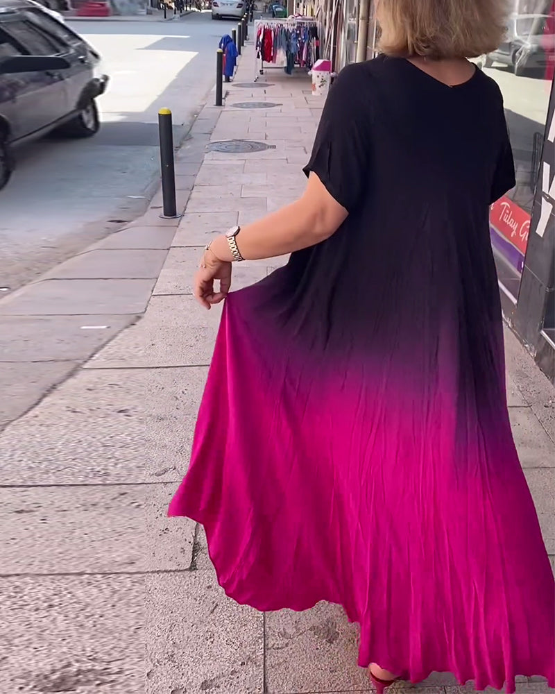 Anna | Casual Geplooide Ombre-jurk