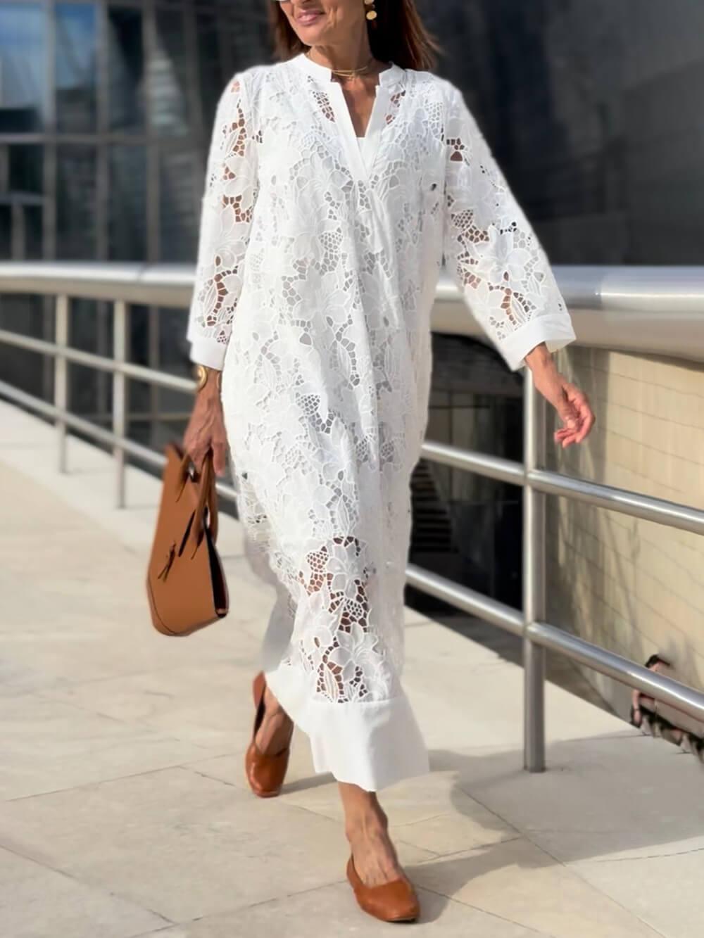 Salice | Abito Midi Scollo a V Fiori Glamour da Spiaggia