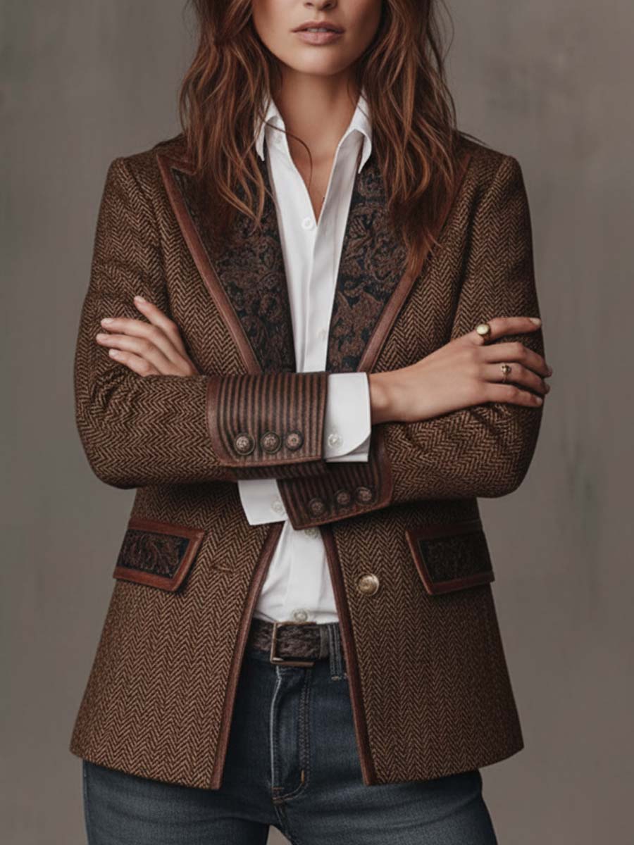 Giselda | Blazer a Pannelli Stampa Chevron