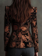 Bertilla | Blazer Tailleur Stampa Floreale Nero e Bronzo