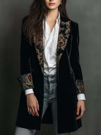 Leontina | Blazer Aderente Stampa Barocca Nera