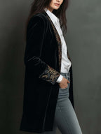 Leontina | Blazer Aderente Stampa Barocca Nera