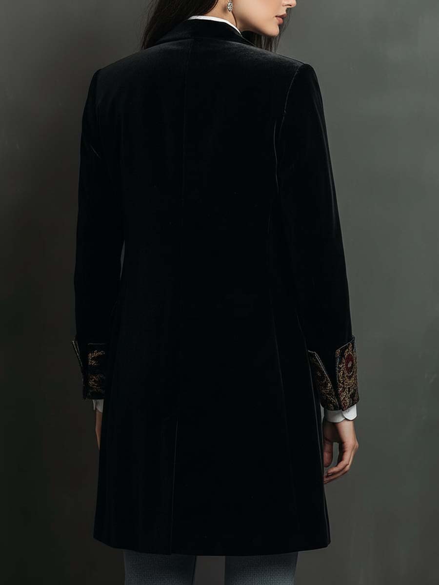 Leontina | Blazer Aderente Stampa Barocca Nera