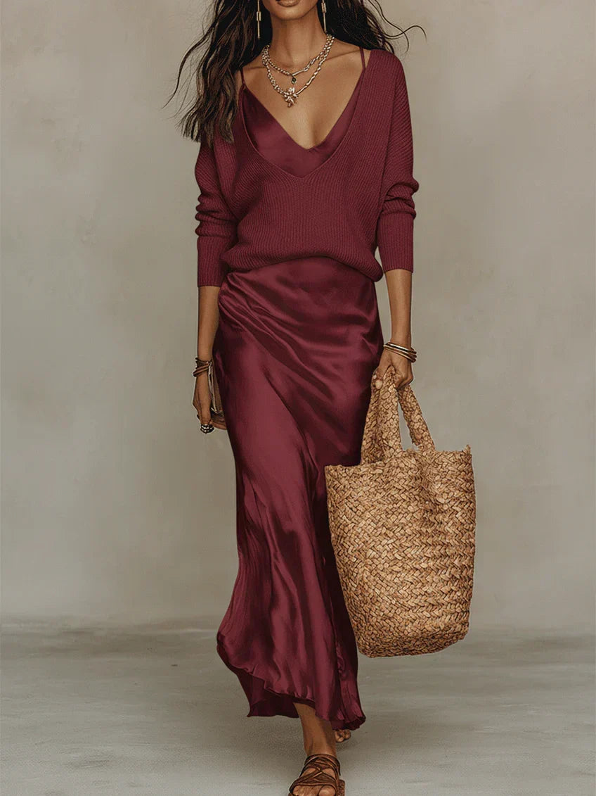 Anja | Elegante Midikjole in raso
