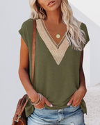 Ilse | V-hals T-shirt met Kant