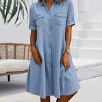 Nina | Casual Jeansjurk met Kraag