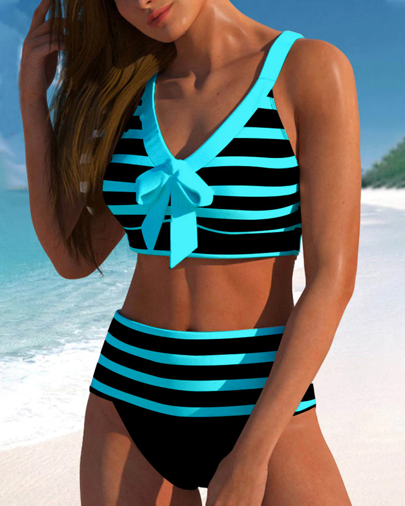 Sophie | Gestreepte Bikini met Hoge Taille