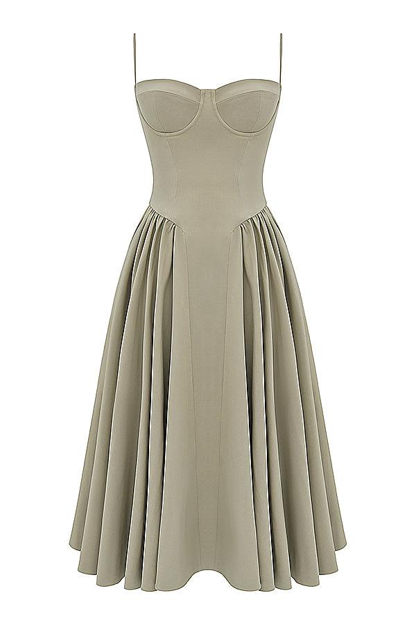 Marloes | Twill Korset Midi Jurk