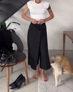 Femke | Eénkleurige Asymmetrische Casual Broek