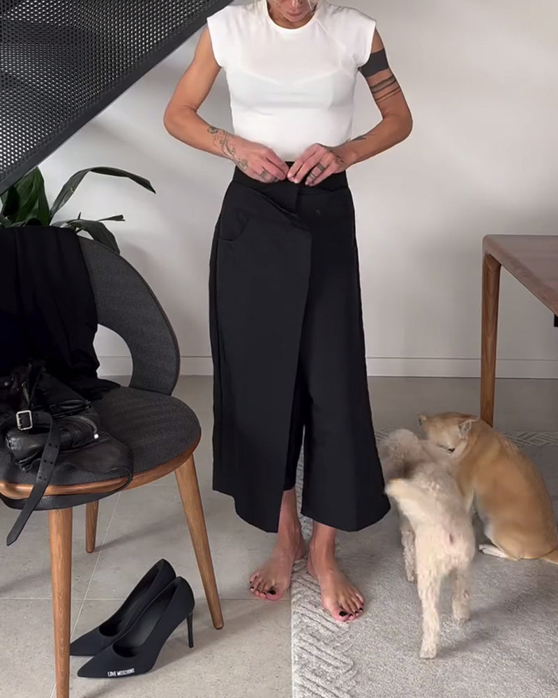 Femke | Eénkleurige Asymmetrische Casual Broek