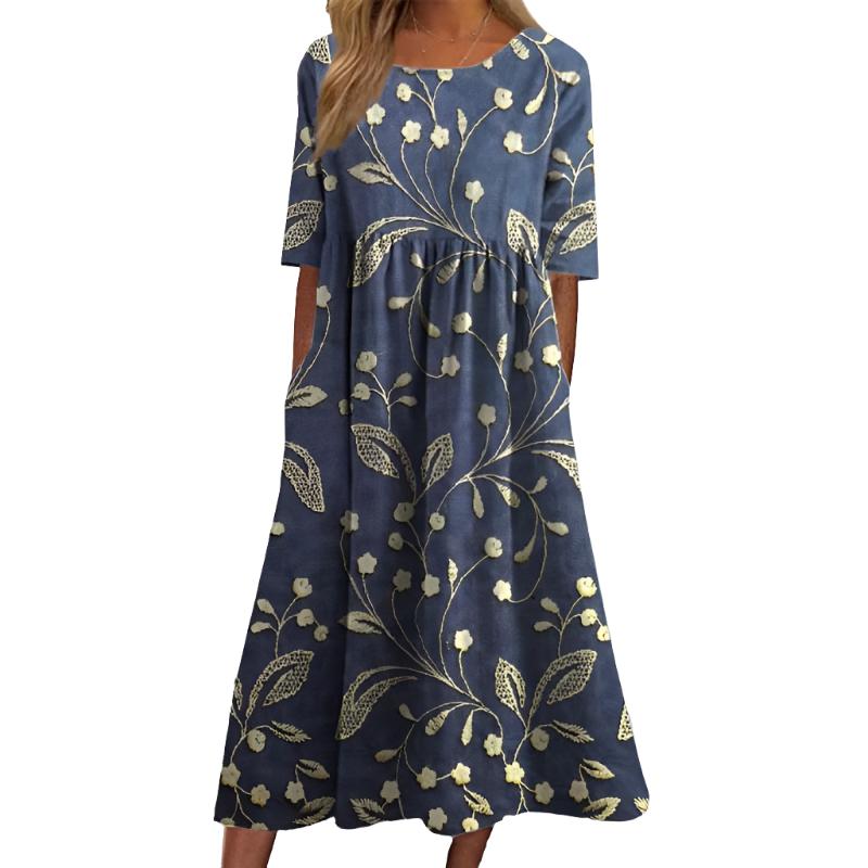 Julie™ - Elegante Broderet Midi Kjole