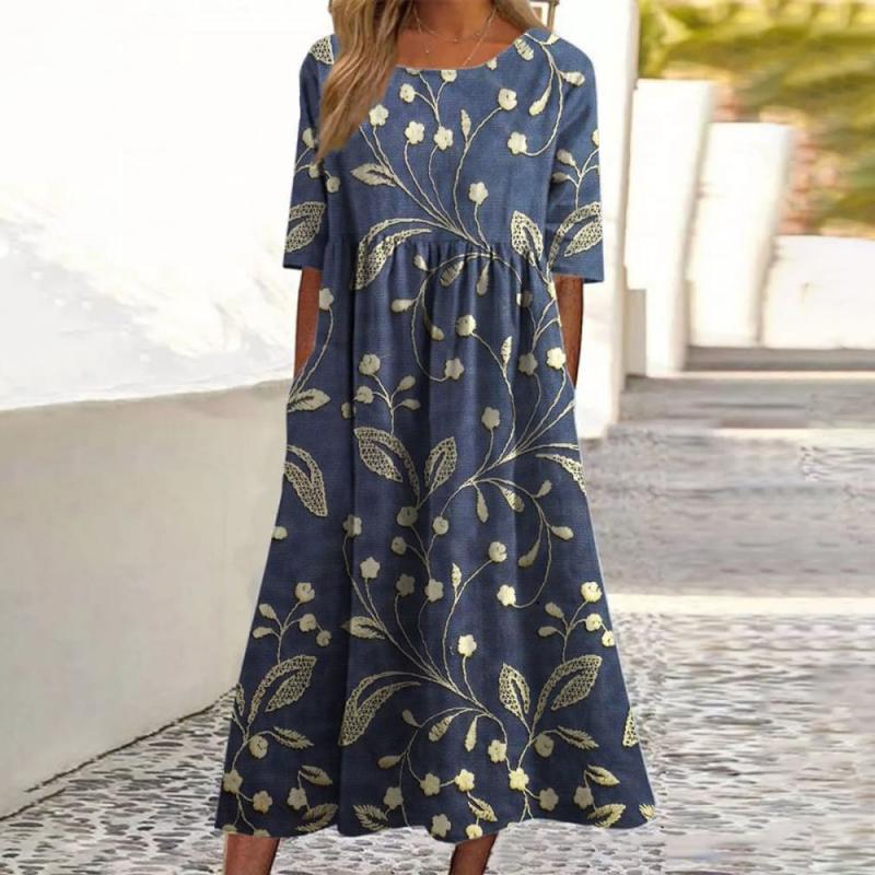 Julie™ - Elegante Broderet Midi Kjole