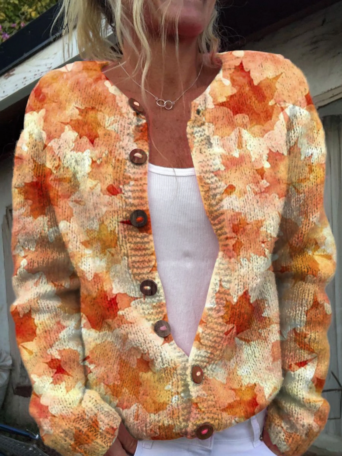 Brianna | Cardigan Vintage a Foglie d'Autunno
