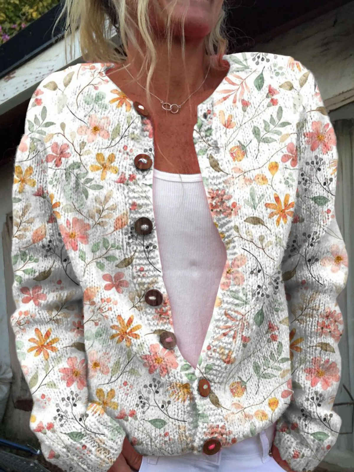 Greta | Cardigan Vintage a Fiori Acquerello