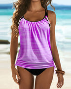 Augustus - Effen tankini met panterprint