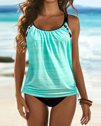 Augustus - Effen tankini met panterprint