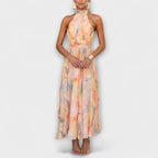 Emma | Maxi-jurk met Halternek Aquarelprint