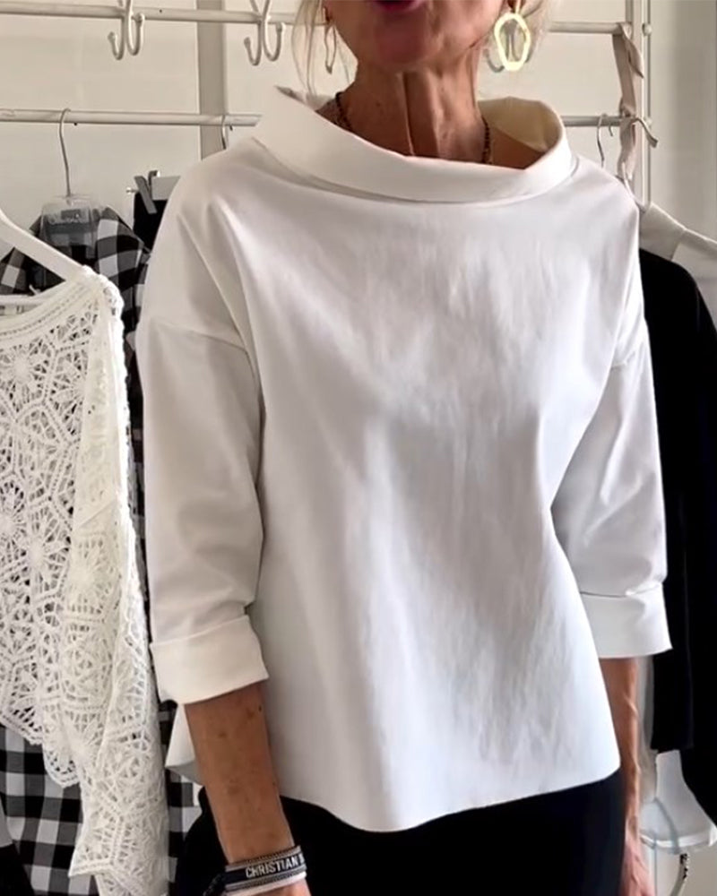 Eva | Casual Top met Effen Revers