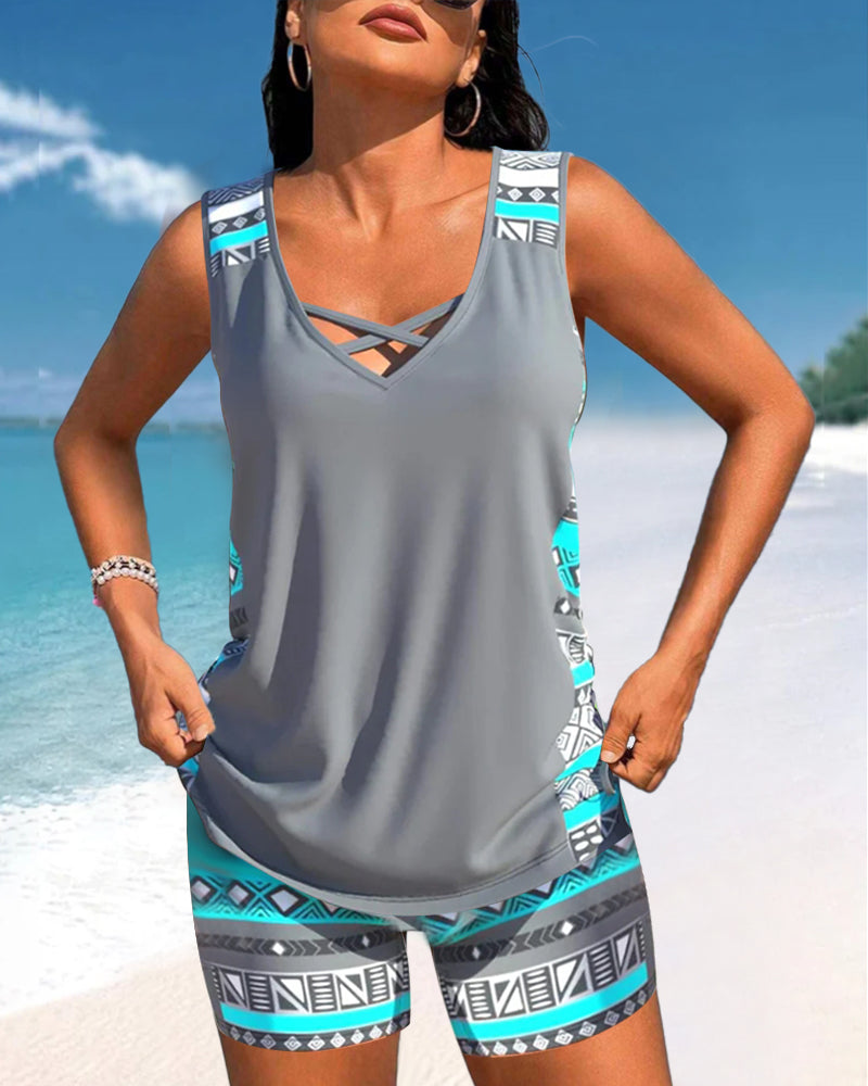 Márcia - tankini con stampa geometrica
