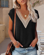 Ilse | V-hals T-shirt met Kant