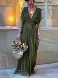 Elena | Abito Maxi con Spacco e Kimono e Treccine