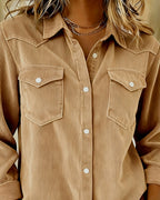 Noor | Modieuze Blouse met Revers en Knopen