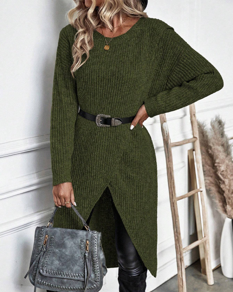 Sophie | Lange Effen Trui-jurk