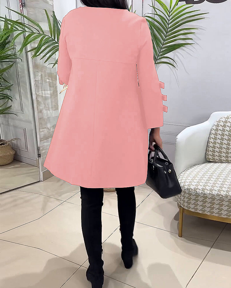Julia | Casual Knielange Jurk met Lange Mouwen