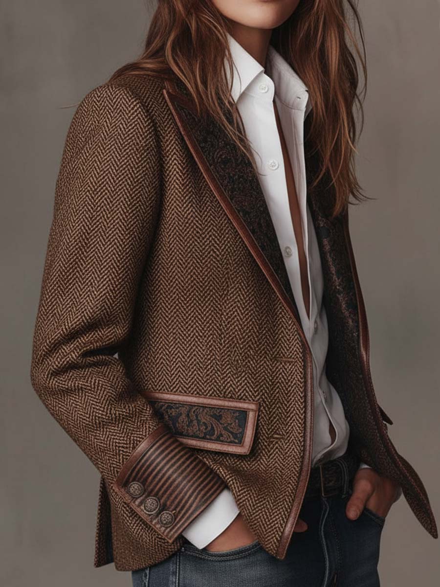 Giselda | Blazer a Pannelli Stampa Chevron