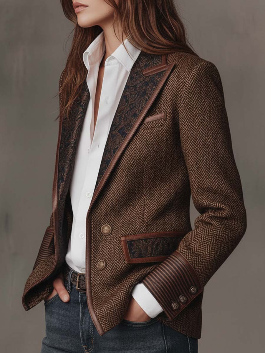 Giselda | Blazer a Pannelli Stampa Chevron