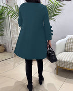 Julia | Casual Knielange Jurk met Lange Mouwen