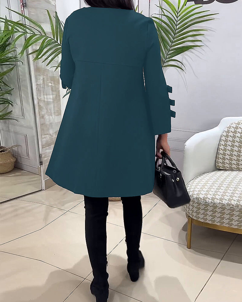 Julia | Casual Knielange Jurk met Lange Mouwen