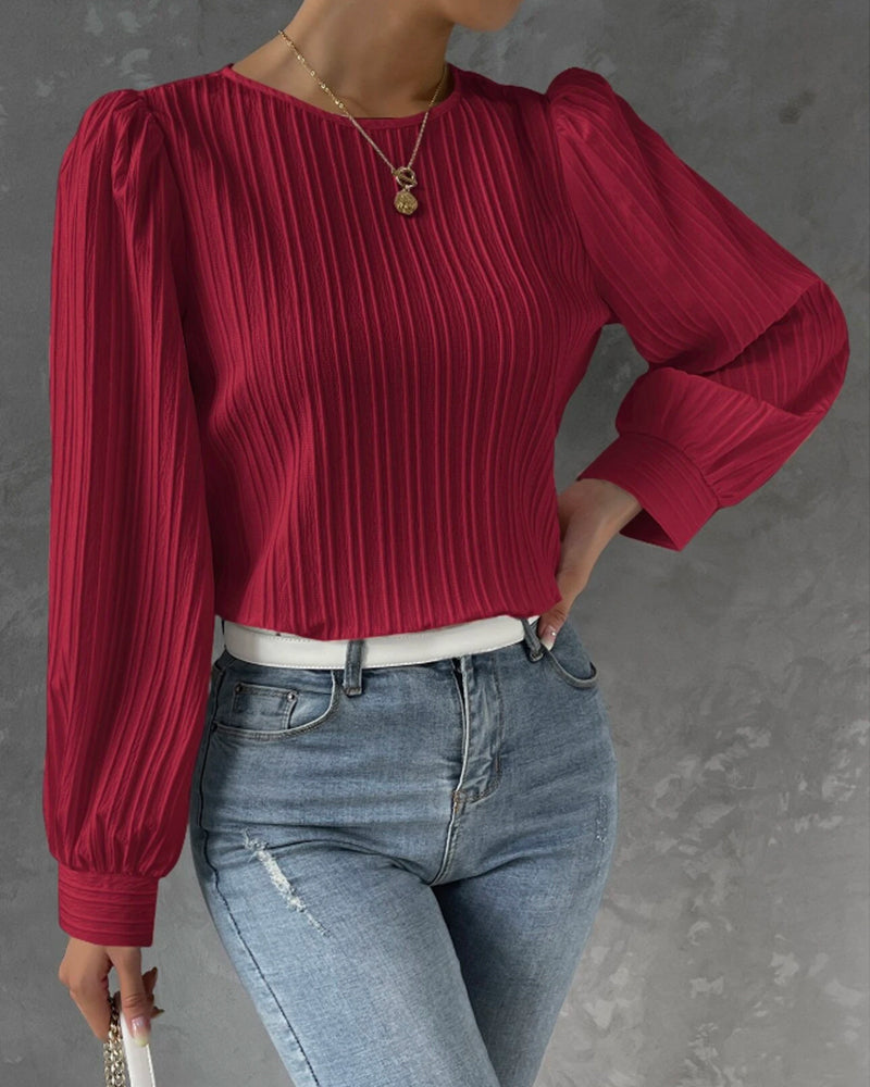 Roos | Lantaarnmouwen Effen Blouse