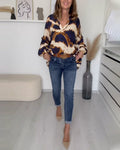 Sanne | Bedrukte Casual Top met V-hals