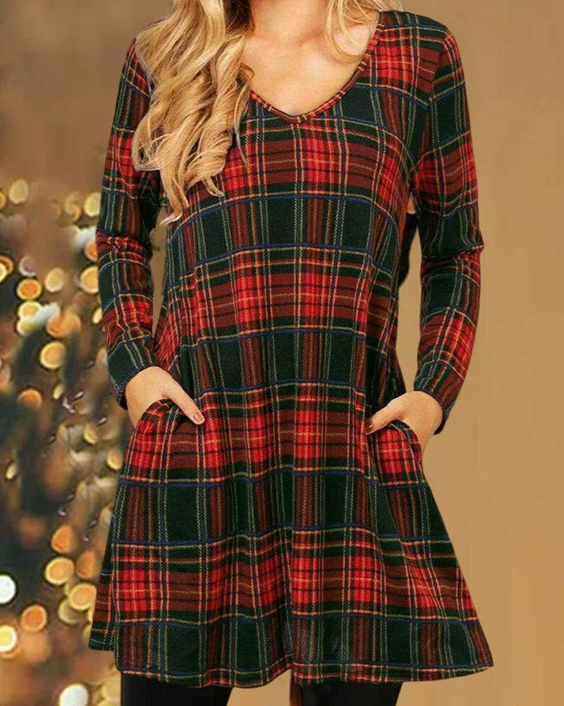 Esther | Losvallende Geruite Kerstjurk