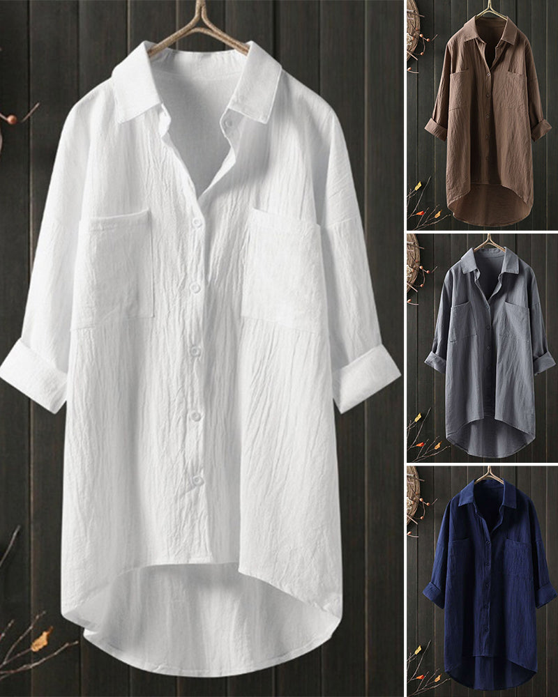 Noor | Losse Effen Blouse met Lange Mouwen